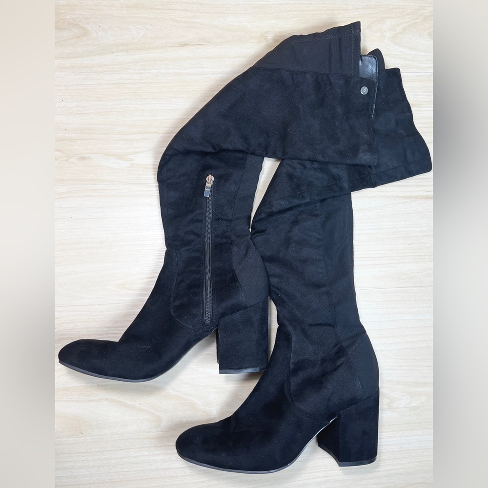 Marc Fisher Ramada Black Suede Over-the-Knee Heeled Boots